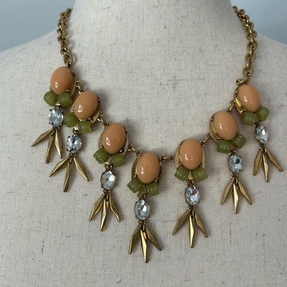 NWT J.Crew Vintage Stone and Crystal Statement Necklace - Picture 1 of 6